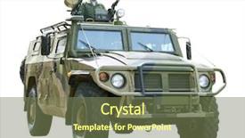  Presentation with military protection - PPT theme having army fatigue - russian military technics background and a violet colored foreground