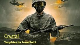  Presentation with sniper - Slide deck with army helicopter - armed soldier with sniper background and a tawny brown colored foreground