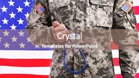  Presentation with usa flag - Theme with army medicine - close up view of medical background and a coral colored foreground