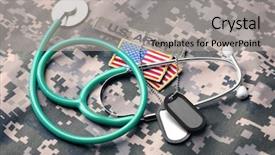  Presentation with military medicine - Presentation featuring army medicine - military uniform with stethoscope background and a light gray colored foreground