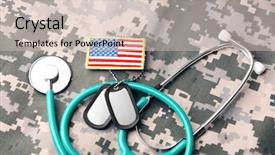  Presentation with military medicine - Presentation design enhanced with army medicine - military uniform with stethoscope background and a lemonade colored foreground