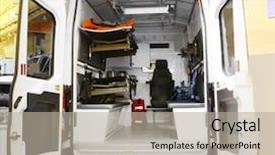  Presentation with military medicine - Slides with army medicine - open military medical vehicle background and a mint green colored foreground