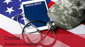  Presentation with army hat - Beautiful slides featuring army medicine - stethoscope khaki hat and tablet backdrop and a red colored foreground