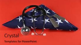  Presentation with red stars - Amazing presentation design having army medicine - stethoscope with tokens and stars backdrop and a red colored foreground
