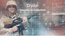  Presentation with military men - Slide deck consisting of army men - dark room against military carrying background and a gray colored foreground