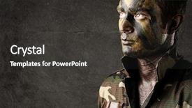  Presentation with soldiers - Slides with army men - portrait of a young soldiers background and a dark gray colored foreground