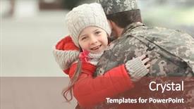  Presentation with military soldier leader - Theme with army men - soldier in camouflage hugging his background and a tawny brown colored foreground