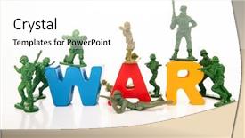  Presentation with soldiers - Slides enhanced with army men toy - word war with plastic soldiers background and a white colored foreground