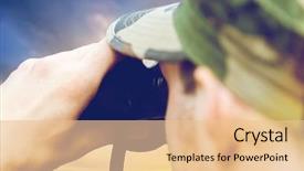  Presentation with binocular - Presentation theme with army military service and people background and a lemonade colored foreground