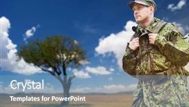  Presentation with army - Theme having army military service and people background and a teal colored foreground