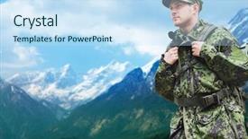  Presentation with military - Theme enhanced with army military service and people background and a sky blue colored foreground