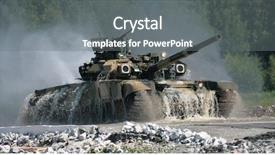  Presentation with water tank - Colorful PPT theme enhanced with army mission - tank coming to the surface backdrop and a gray colored foreground