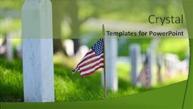  Presentation with united states - Beautiful presentation theme featuring army - national flags ant headstones backdrop and a yellow colored foreground