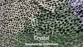  Presentation with vehicle - Beautiful PPT theme featuring army net - camouflage netting on military vehicle backdrop and a dark gray colored foreground