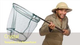  Presentation with hunting - Amazing presentation having army net - man hunting for butterflies isolated backdrop and a tawny brown colored foreground