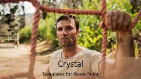  Presentation with boot camp - Cool new PPT theme with army net - military soldier standing near fitness backdrop and a  colored foreground