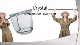  Presentation with safari - Colorful presentation design enhanced with army net - woman wearing safari hat backdrop and a white colored foreground