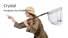  Presentation with white and black woman climbing ladders - Presentation design having army net - woman wearing safari hat background and a white colored foreground