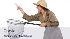  Presentation with kids in kenya safari - PPT layouts featuring army net - woman wearing safari hat background and a light gray colored foreground