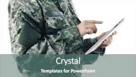  Presentation with military - Beautiful PPT layouts featuring army network - soldier holding tablet military education backdrop and a  colored foreground