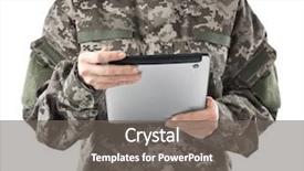  Presentation with military - PPT layouts enhanced with army network - soldier holding tablet military education background and a gray colored foreground