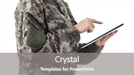  Presentation with military soldier leader - Beautiful theme featuring army network - soldier holding tablet military education backdrop and a gray colored foreground