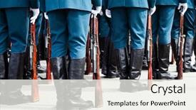  Presentation with force - Presentation theme having army parade - military force uniform background and a sky blue colored foreground