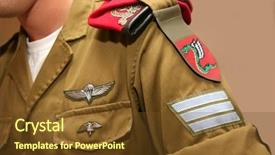  Presentation with base - Slide deck consisting of army - paratroopers of tzahal return background and a tawny brown colored foreground