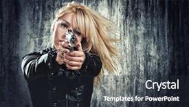  Presentation with weapon - Amazing PPT layouts having army projectile - sexy woman holding up her backdrop and a wine colored foreground