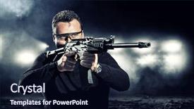  Presentation with tactics - Beautiful slides featuring army projectile - special tactics man holding up backdrop and a wine colored foreground