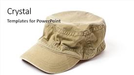  Presentation with military green - PPT layouts with army rank - green military cap on white background and a white colored foreground