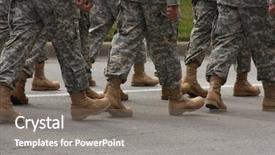  Presentation with soldiers - Presentation theme enhanced with army rank - marching soldiers background and a gray colored foreground