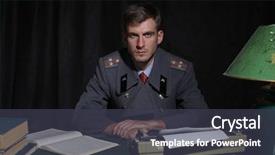 Presentation with military - Slide set with army rank - russian military officer background and a dark gray colored foreground