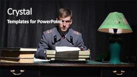  Presentation with military explosion - Audience pleasing slides consisting of army rank - russian military officer backdrop and a dark gray colored foreground