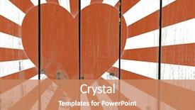  Presentation with japanese - PPT theme enhanced with army rising - japanese heart flag on wooden background and a coral colored foreground
