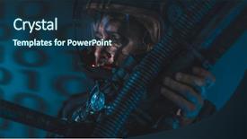  Presentation with led lights - Colorful presentation theme enhanced with army scene - astronaut space man with led backdrop and a navy blue colored foreground