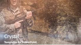  Presentation with forest road - Beautiful presentation featuring army scene - road through forest against military backdrop and a  colored foreground