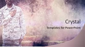  Presentation with military green - Beautiful presentation theme featuring army scene - scenic view of green field backdrop and a  colored foreground