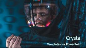  Presentation with led lights - Presentation featuring army scene - space man with led lights background and a navy blue colored foreground