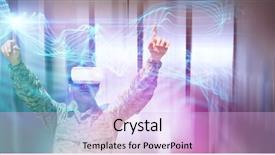  Presentation with black abstract - Audience pleasing PPT theme consisting of virtual reality glasses against abstract backdrop and a lavender colored foreground