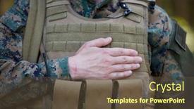  Presentation with army - Presentation design with army-soldier-swear-with-hand background and a tawny brown colored foreground