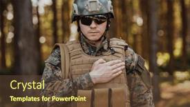  Presentation with army - Presentation theme enhanced with army-soldier-swear-with-hand background and a tawny brown colored foreground