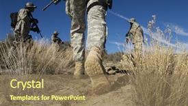  Presentation with soldiers - Beautiful theme featuring army - soldiers walking in desert low backdrop and a coral colored foreground