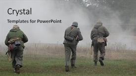  Presentation with soldiers - Slides featuring army strike - german soldiers ww2 reenacting background and a light gray colored foreground