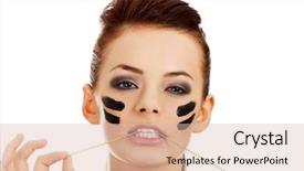  Presentation with military - Theme with army strong - aggressive military woman bites background and a lemonade colored foreground