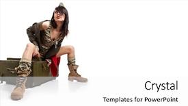 Presentation with military - Presentation enhanced with army strong - beautiful woman in military clothes background and a white colored foreground