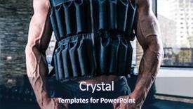  Presentation with gym - Amazing presentation theme having army strong - closeup image of a man backdrop and a navy blue colored foreground