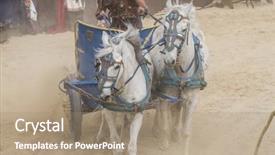  Presentation with roman army - Presentation theme enhanced with army strong - combat roman chariot background and a coral colored foreground