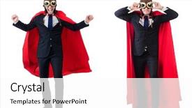  Presentation with red and white - Slide set with army strong - man in red cover isolated background and a white colored foreground