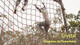  Presentation with boot camp - Theme featuring army strong - military soldiers climbing a net background and a coral colored foreground